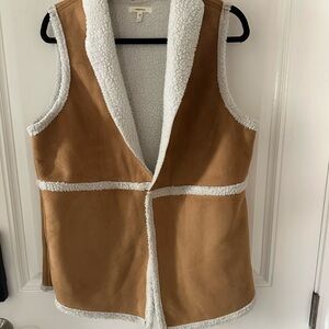 Maurices Brown Leather and Cream Sherpa Vest